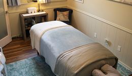 Massage table in the private suite
